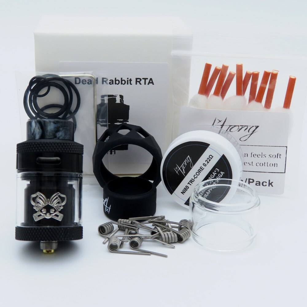 ZHISHUO Dead Rabbit RTA Tank 25mm Rebuildable Dripping Atomizer Single Dual Coil with 810 Drip Tip 24mm Vaporizer e cigarette: Black-Coils-Cotton