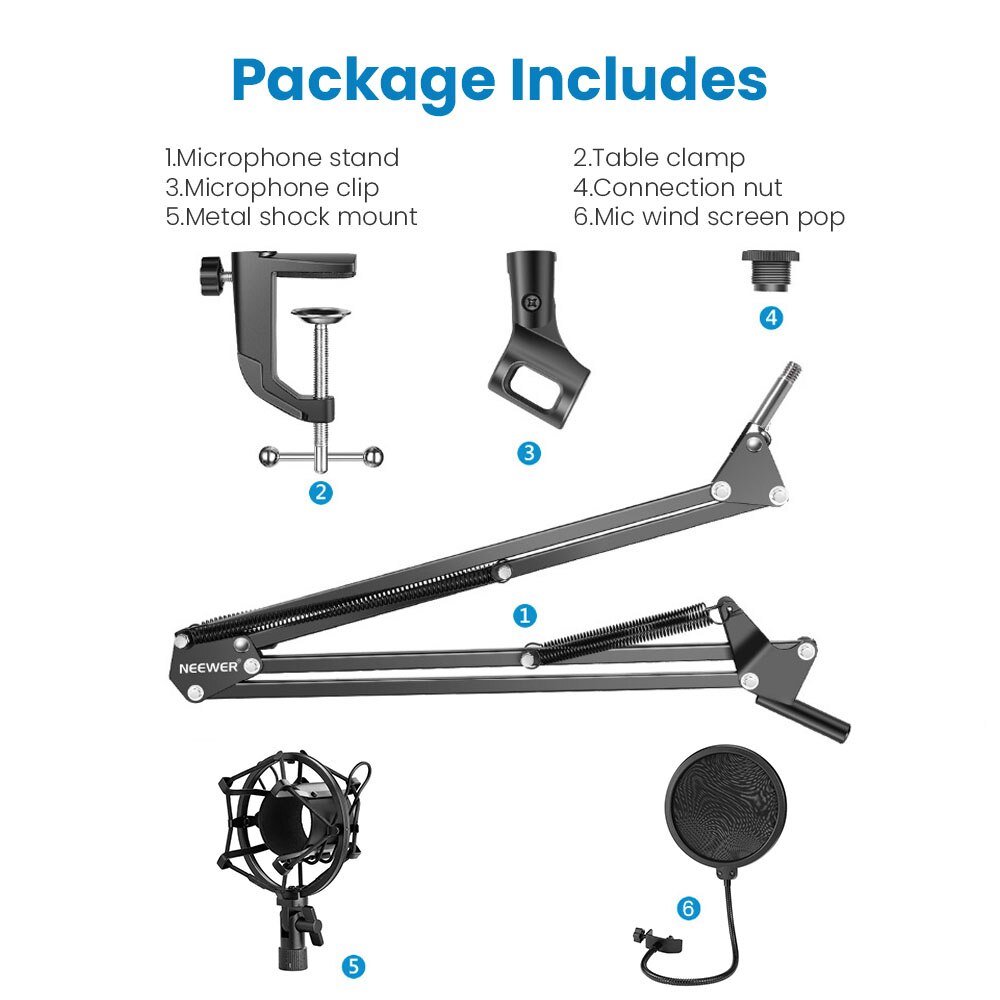 Karaoke Microphone Adjustable Suspension Arm Stand with Phone Clip Holder bm 800 Microphone Stand spider Shock Mount Windscreen: kits C
