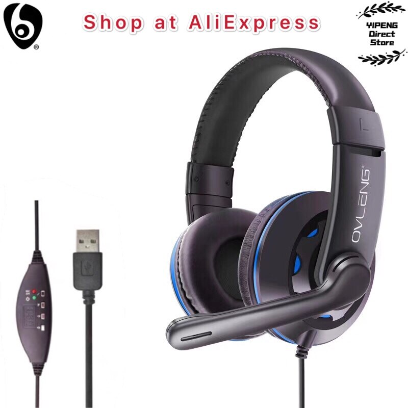 Ovleng Q5 Wired Gaming Headset E-Sport Met Microfoon Stereo Omgeven Hifi Hoofdtelefoon Voor PS4 Pc Laptop Computer Usb gaming: Blue