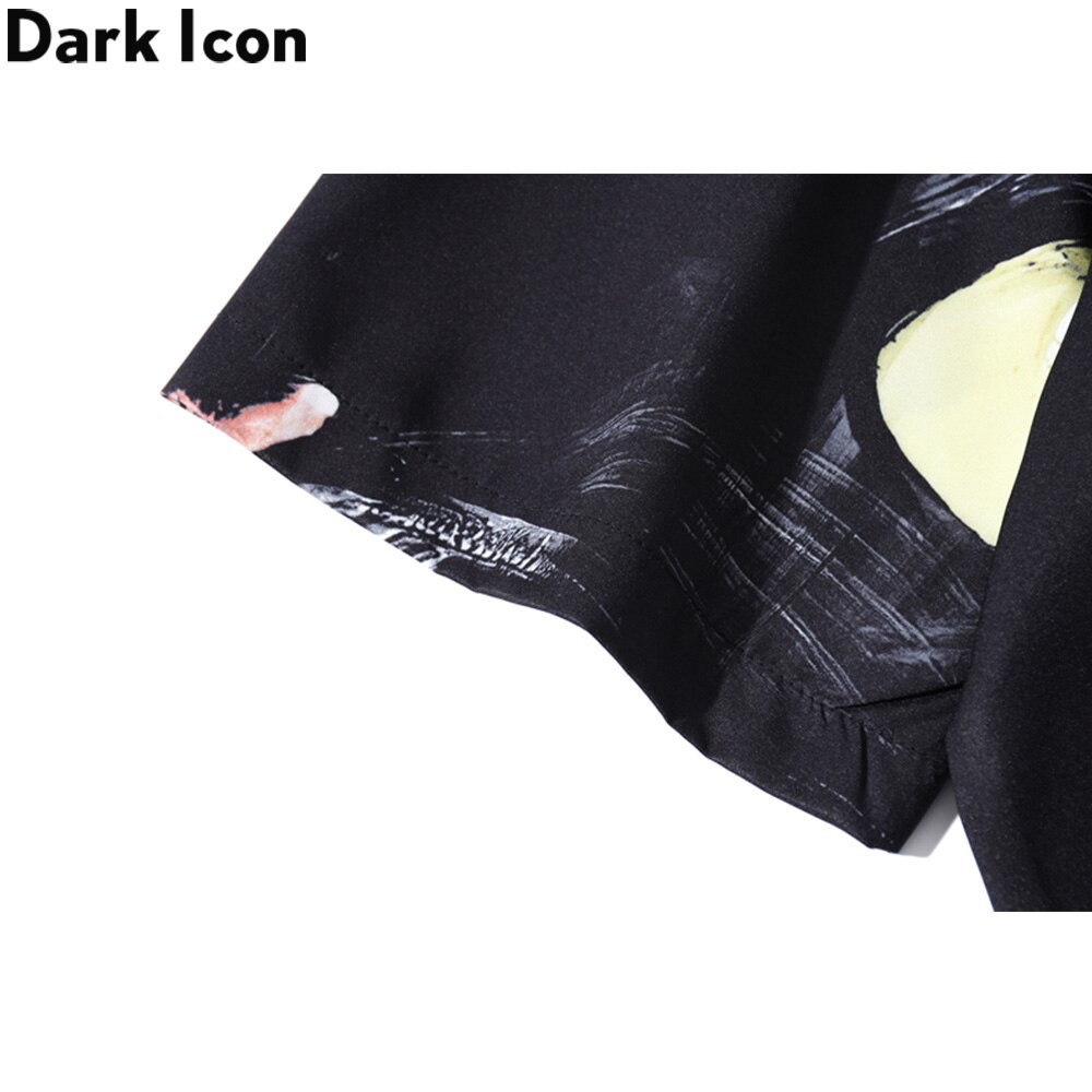 Donker icoon bedrukt hawaiiaans overhemd heren vintage straat heren overhemd korte mouw zomer strand shirts voor mannen