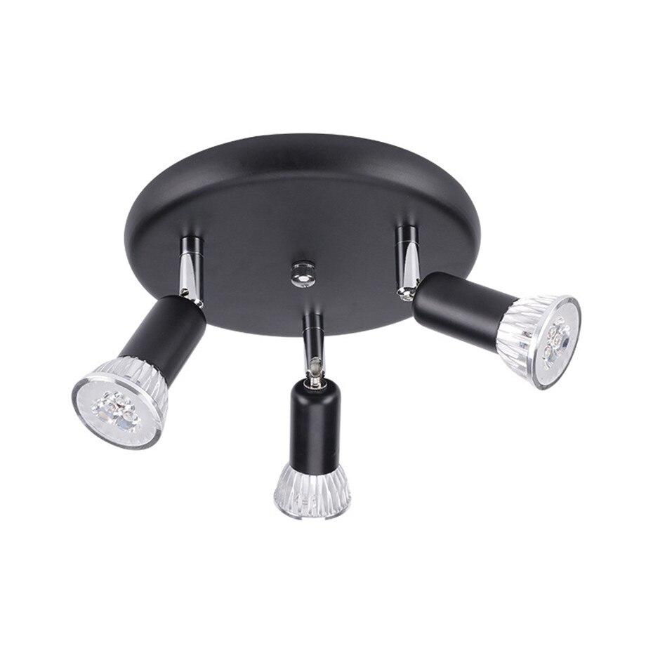 [DBF] Ronde GU10 Plafondlamp Woonkamer Verstelbare 3-Licht Plafond spots Slaapkamer LED Keuken Surface Mount plafond Spot Light: Black 3 Lights / Warm White
