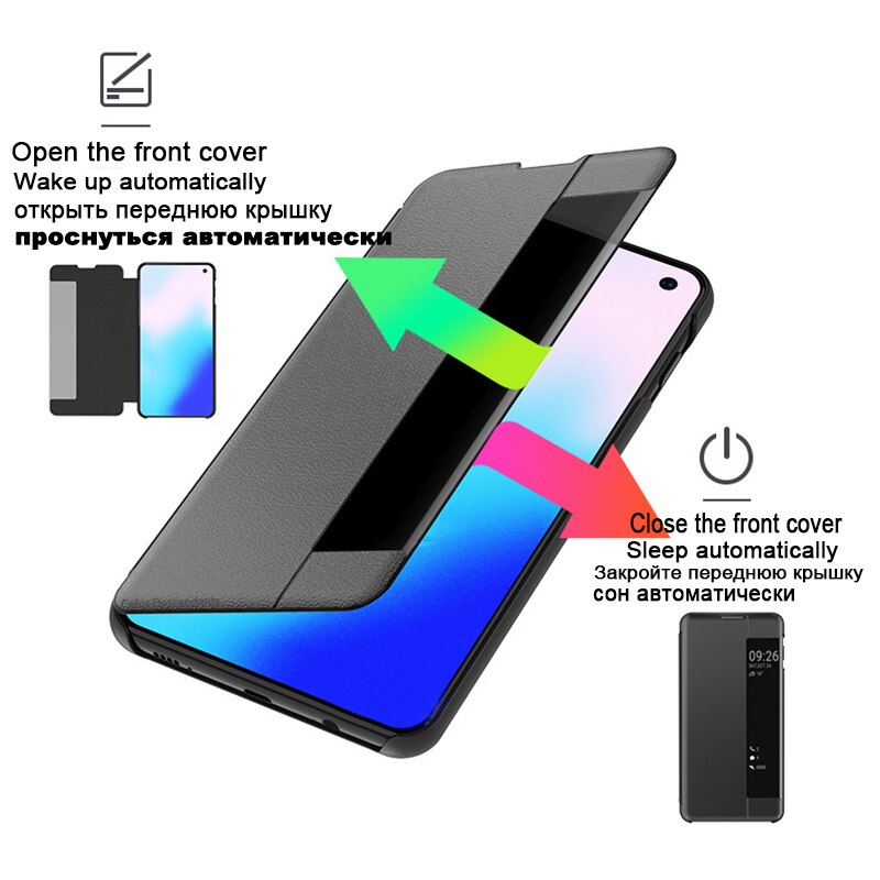 View Smart Flip Case For Huawei Nova 5T Nova5T 5 T YAL-L21 YAL L21 fundas Luxury original Magnetic Holder Leather on Phone Cover