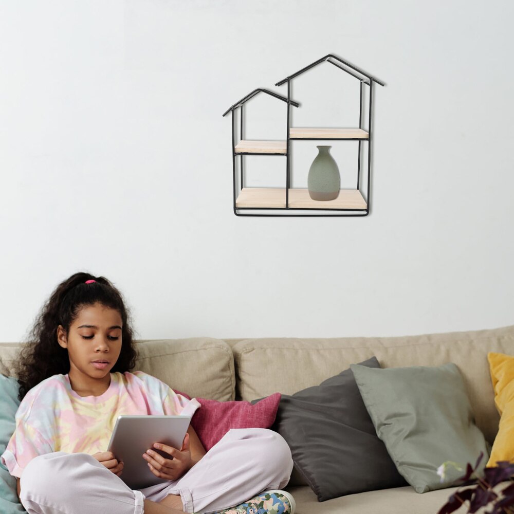 1Pc Solid Wood Wall Shelf Nordic Style Storage Shelf Wall Stand