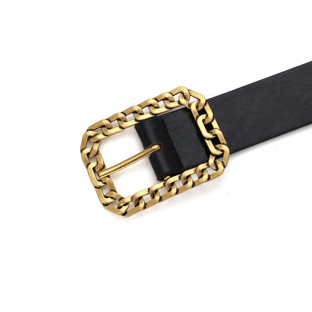 Vrouwen Ketting Riem Goud Metalen Gesp Riemen Voor Vrouwen Fluwelen Pin Gesp Pu Tailleband Vrouwelijke Jurk Jeans Mode