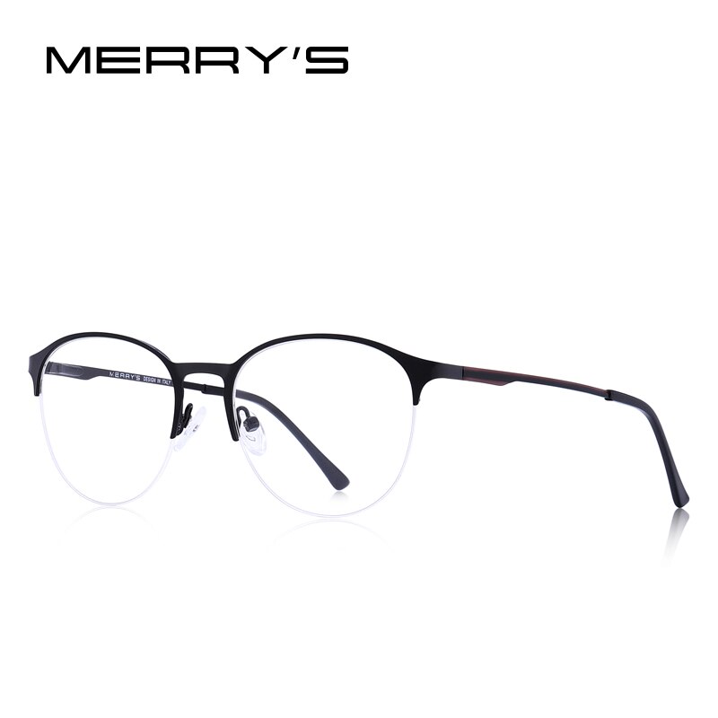 MERRYS-gafas con montura Ovalada para hombre y mujer, lentes de Unisex, con prescripción para miopía, Media óptica, S2042: C01 Black