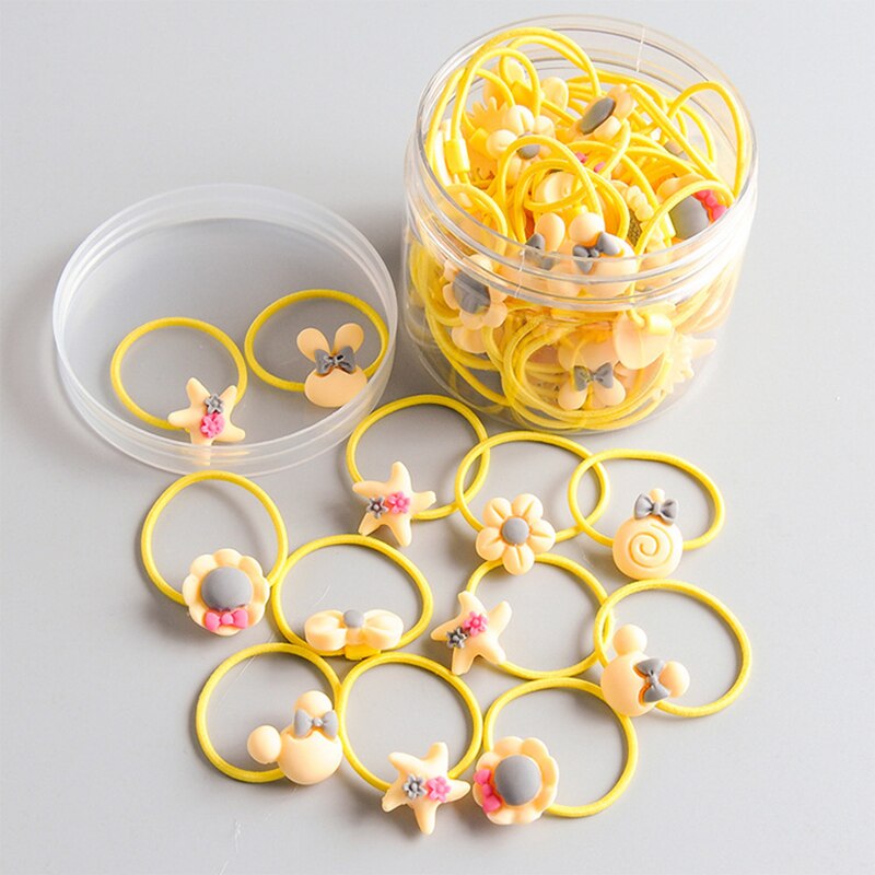 20/40 stuks kleurrijke elastische haarbanden voor meisjes, leuke haarelastiekjes voor kinderen, paardenstaarthouders, scrunchie en haaraccessoires.: Geel 40