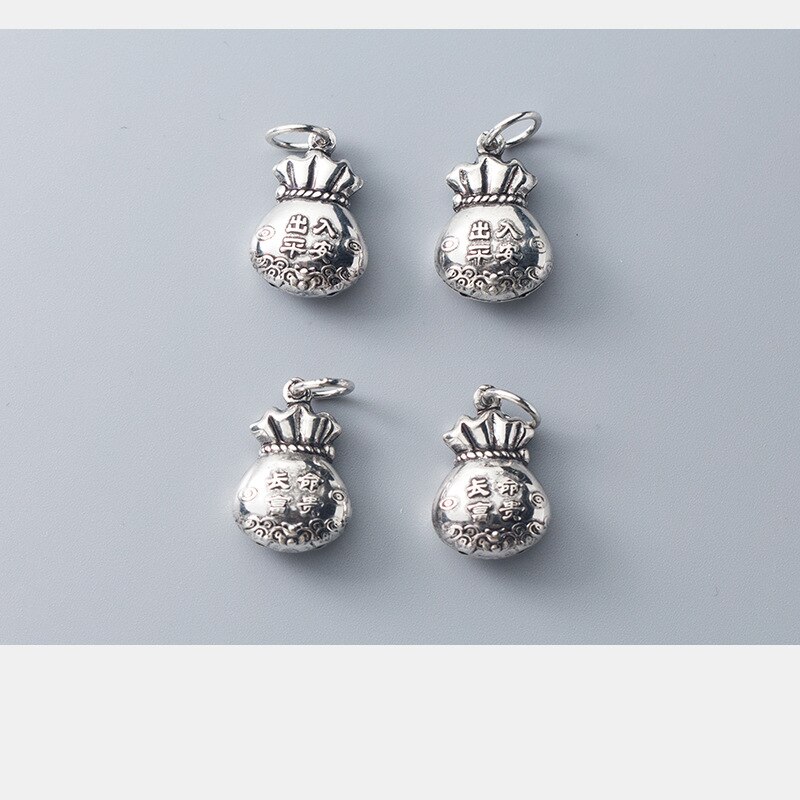 Clássico 925 prata esterlina sorte sacos de dinheiro encantos 20x13mm artesanal s925 pingentes de prata para homens diy jóias fazendo presente