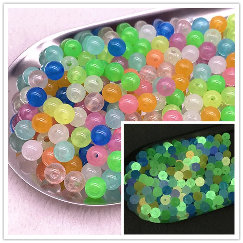 6-8-10mm sterke selvlysende perler som lyser i mørket, løse avstandsperler til merking av smykker, gjør-det-selv halskjede og armbånd: Mørk grønn / 13mm
