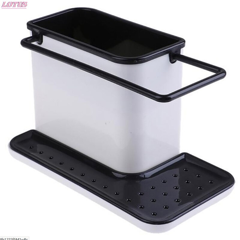 Storage Shelf Sponge Holder Draining Sink Box Kitchen Organizer Draining Rack Dish Storage Rack Stands Utensils Towel Rack: black