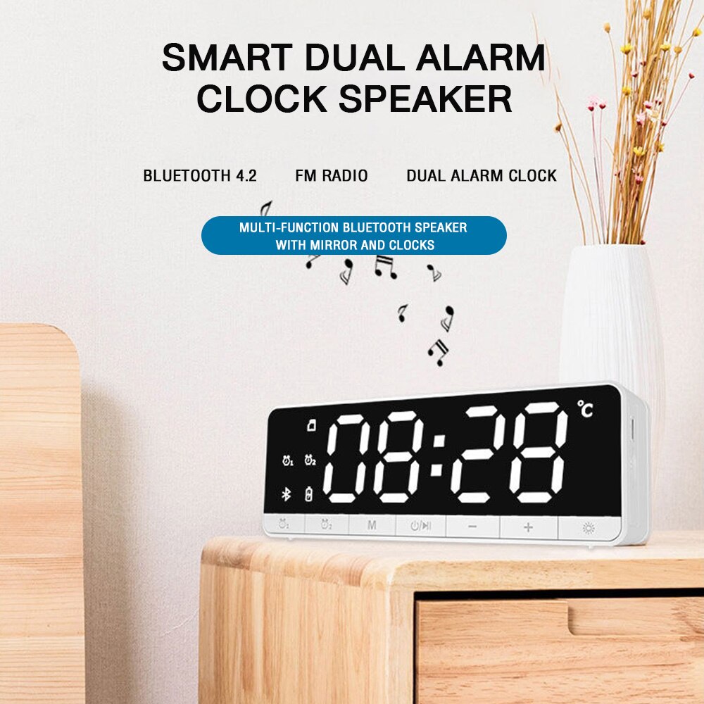 B119 wireless bluetooth speaker USB mobile phone computer LCD digital display 3 levels brightness Real-time ambient temperature