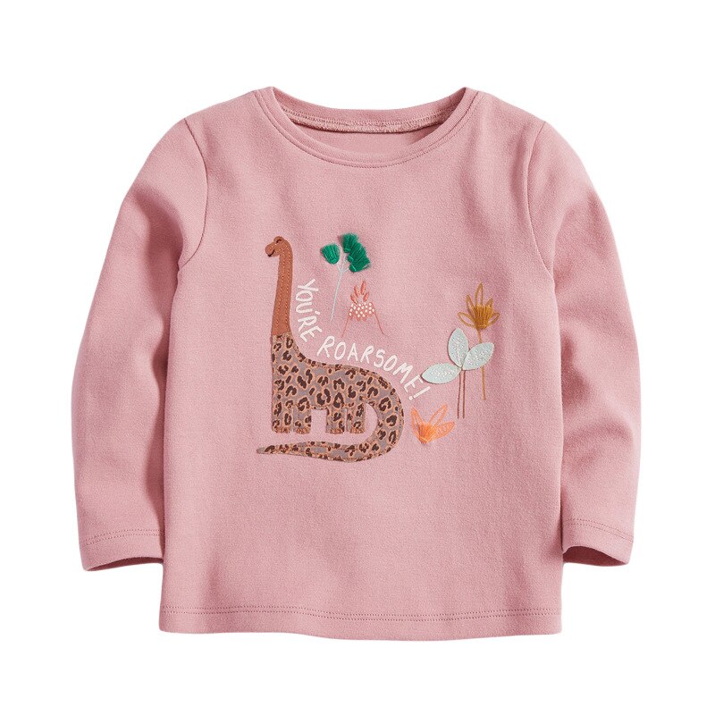 Little maven babymeisjes shirts met lange mouwen, cartoon dinosaurussen, kinderkleding voor de herfst, katoenen t-shirts voor kinderen: 24m