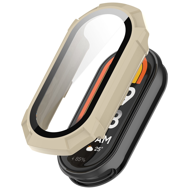 Protective PC Case Glass For Xiaomi Mi Band 9 Smartwatch Screen Protector Frame Bumper for Xiaomi Mi Band 8 7 6 Mi Band9 Cover: L / Silver