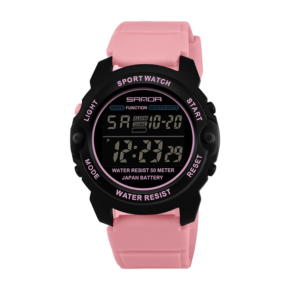 Sanda Fashionble Horloge Luxe Mannen Horloges Multifunctionele Digitale Waterdichte Elektronische Horloges Casual Outdoor Mannen Polshorloge: pink