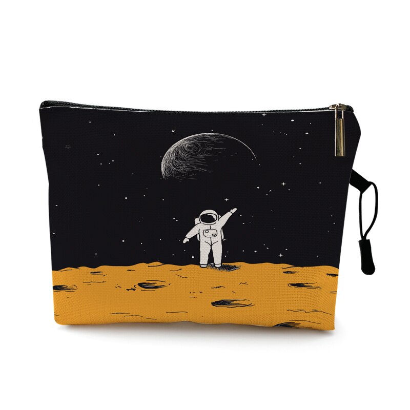 Creativo Spaceman astronauta stampa Designer trucco borsa Mascara De Boca pennello cosmetico rossetto sacchetti borsa estetista regalo: Pattern 1