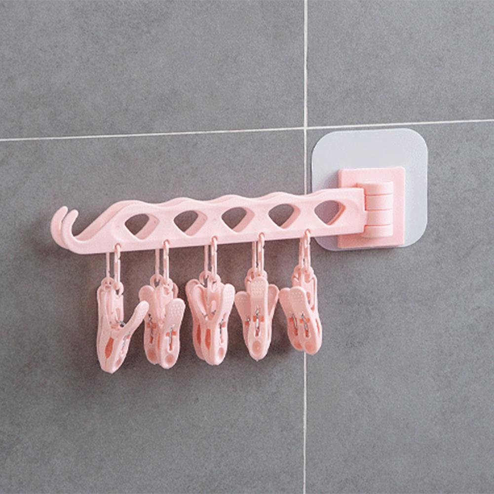 Multifunctionele Hangers Verwijderbare Huishouden Muur Haken Beugel Plastic Winddicht Hanger Wasknijper Ondergoed Sokken Droogrek