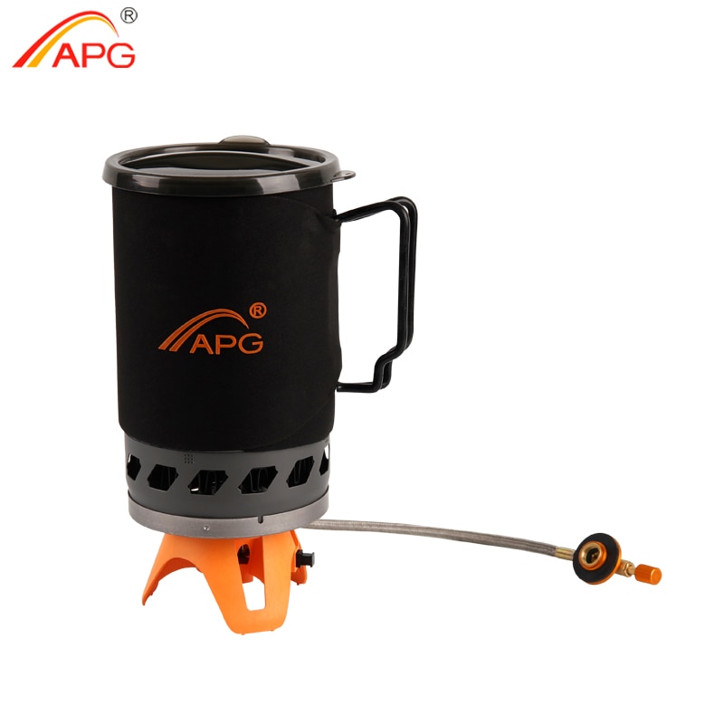 APG Draagbare 1400 ml Koken Systeem Outdoor Camping Kachel Warmtewisselaar Pot Multi Koken Functie Gas Branders