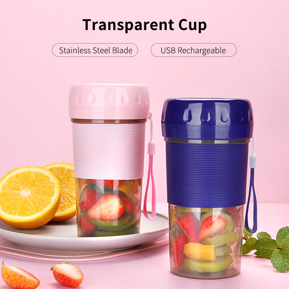 Portable Juicer Cup USB Juicer Cup Blender for Smoothies and Shakes 300ML Fruit Mixing Machine Detachable Cup Rechargeable Tool