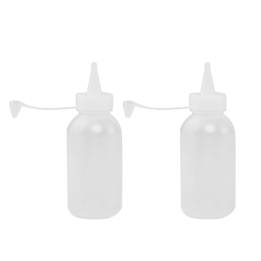 2pcs 100ML Plastic Sauce Squeezer Bottle Dispensing Bouteille Glue Dispenser Clear Liquid Dropper Bottle