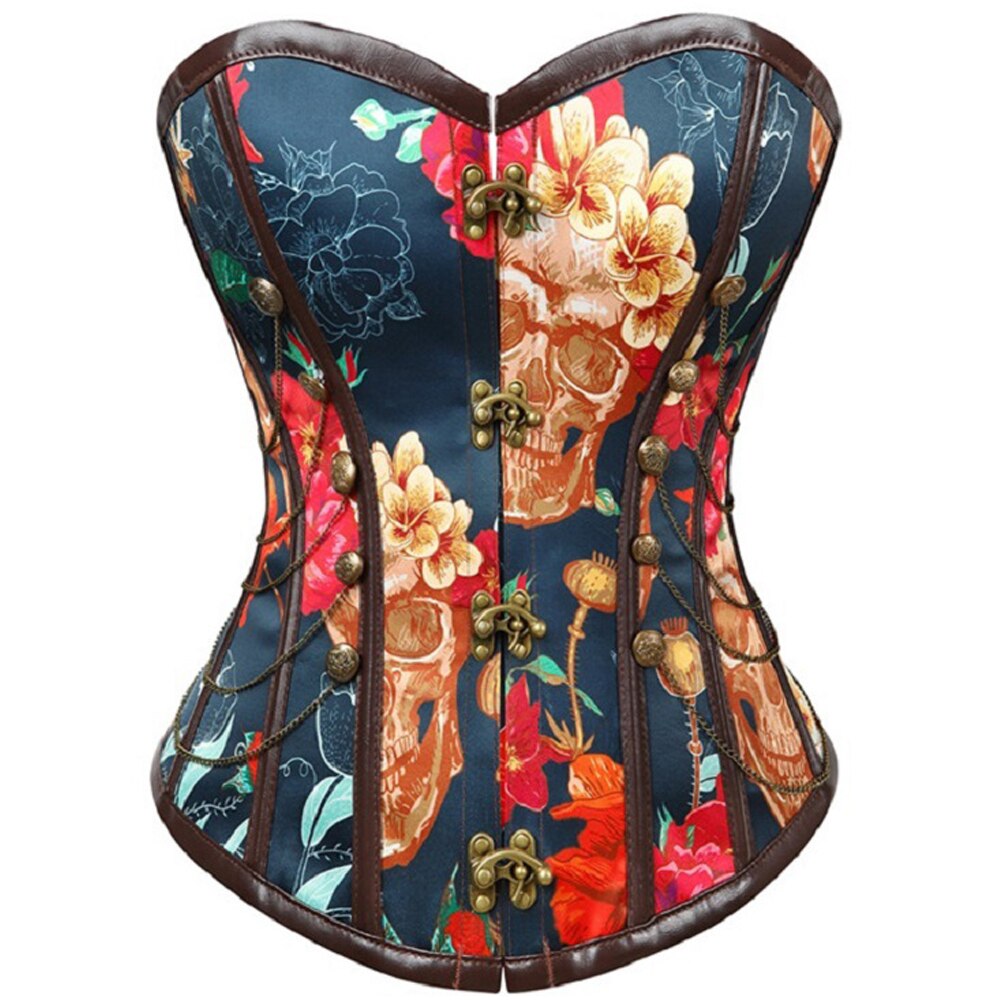 Dame steampunk korsett topp korse kvinner gotisk overbust bustiers korsett sateng imitert skinn bodice baskisk undertøy sexy