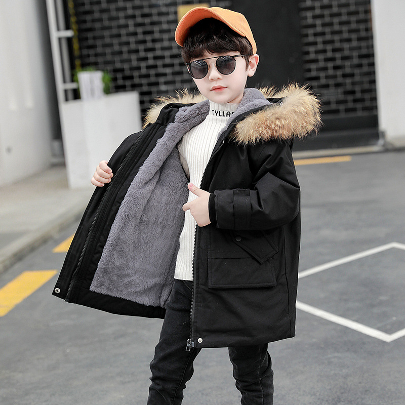 Jaqueta de inverno para meninos 2022 crianças snowsuits além de veludo quente com capuz outerwear casaco adolescente menino grosso preto verde parkas 5-14 y