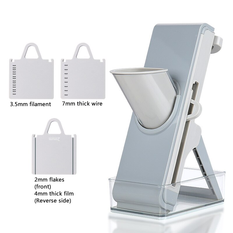 Multifunctional Mandolin Manual Cutter Chopping Safe Slice Vegetable Cutter Paper Shredder Meat Vegetable Slicer Kitchen Tool: Grey
