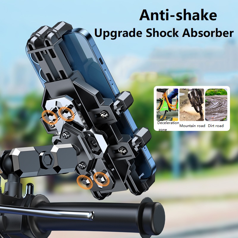 Upgraded Motorcycle Aluminum Anti-Vibration Phone Holder Handlebar Phone Holder Motorcycle Scooter ATV For 4.7''-7.2'' Phones