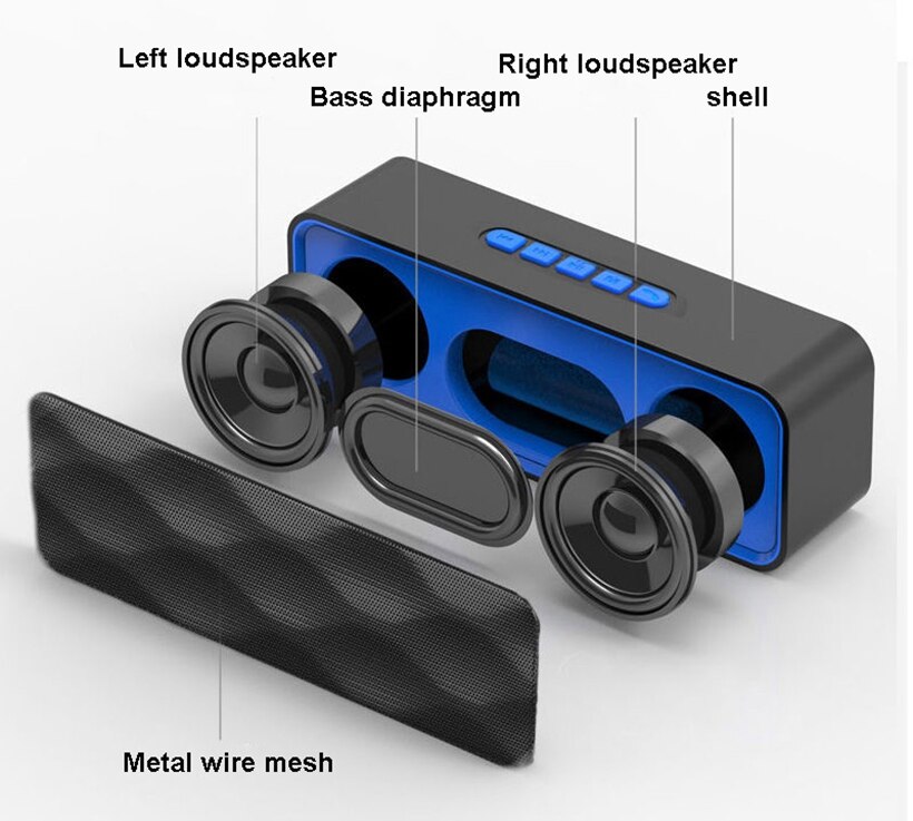 Haut-parleur Bluetooth de table Portable ABS HiFi stéréo boîte de son basse haut-parleur mains libres appel USB haut-parleurs de basse soutien TF USB