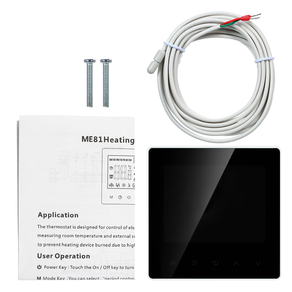 Wifi termostat lcd touch screen trådløs smart temperaturregulator programmerbar termostat elektrisk gulvvarme termostat