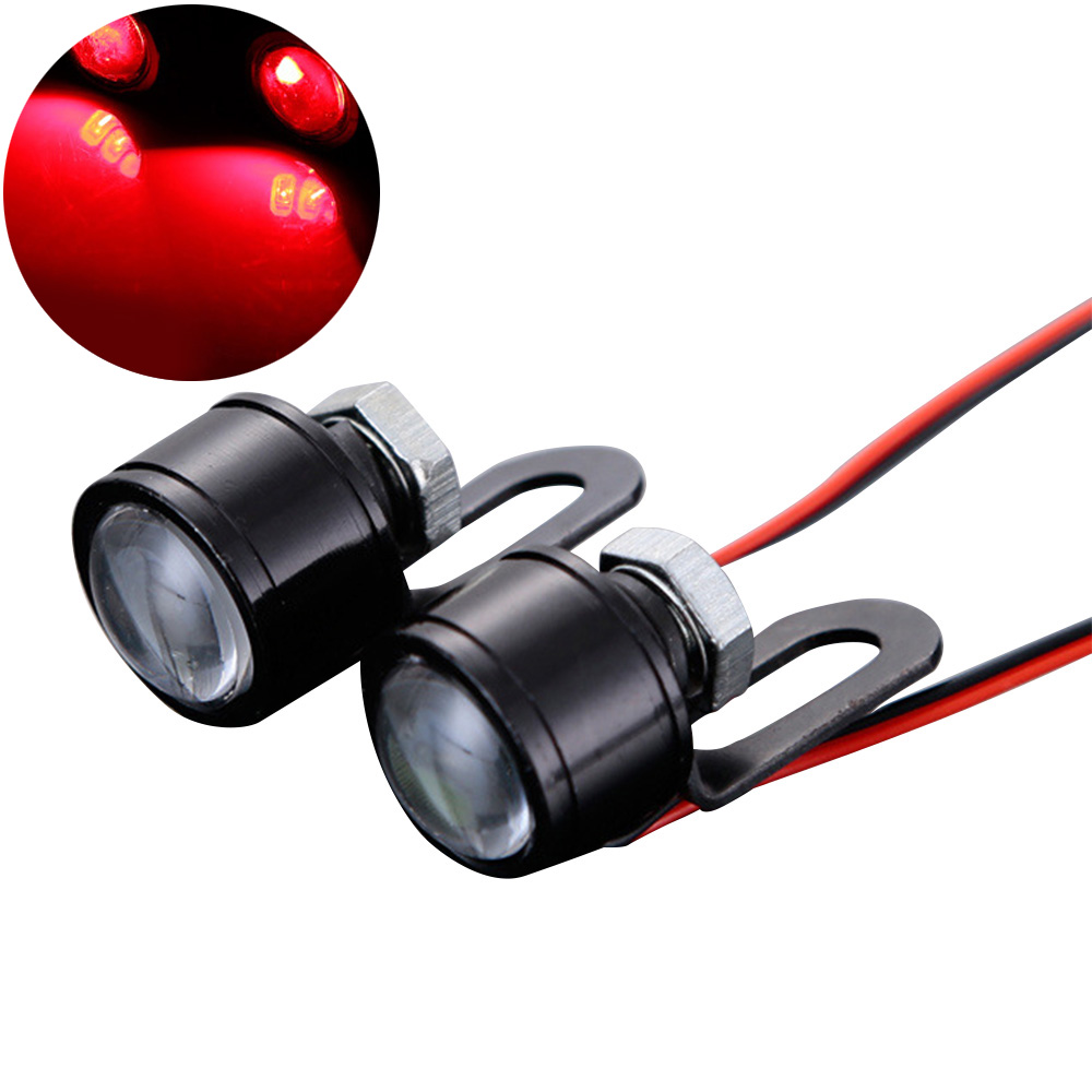 1 Pair LED Strobe Hawkeye DRL Tail Light Backup Lamp Motorcycle Mirrors Mount Eagle Eye Running Lamp: Red