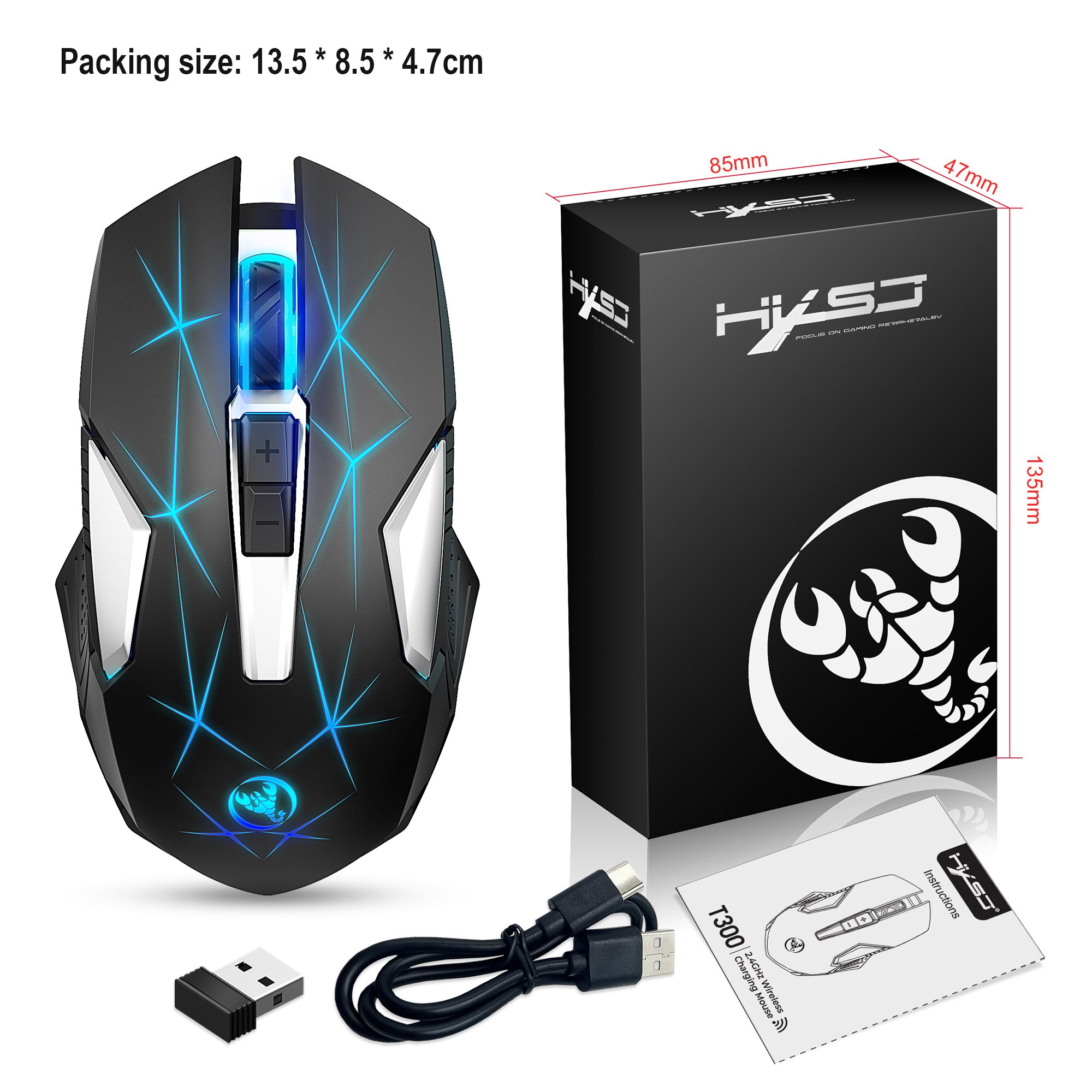 Rechargeable Bluetooth Gamer Gaming Mouse Wireless Mouse Computer Ergonomic Mause With Backlight RGB Silent Mice For Laptop PC: 2.4G Black