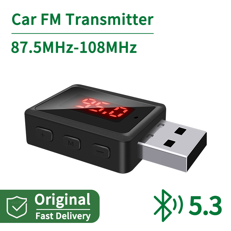Auto Bluetooth 5.3 Fm-zender USB Draadloze Audio Adapter Handsfree Bellen Met MICROFOON HIFI Stereo Voor Auto FM Radio: Default Title