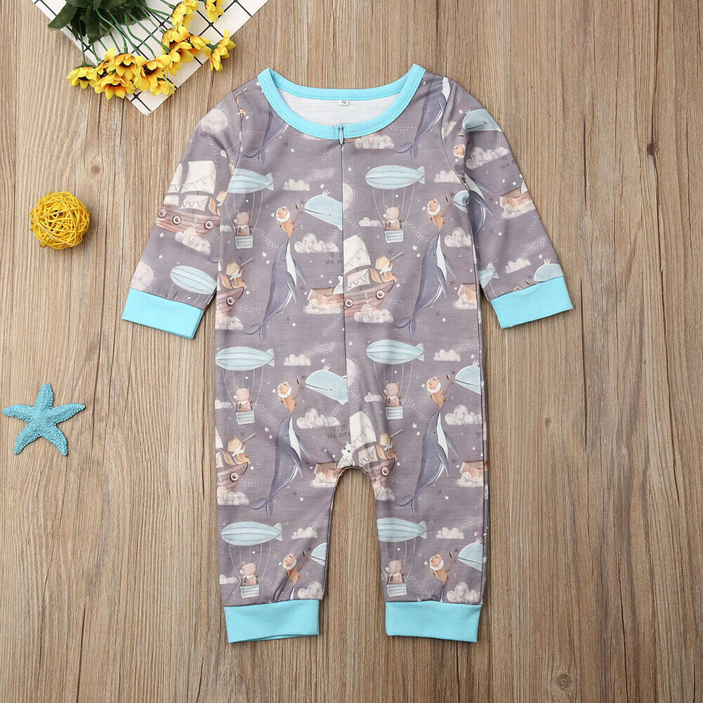 pudcoco Baby Rompers Winter Warm Long sleeve Coral Fleece Newborn Baby Boy Girl Clothes Infant Jumpsuit Animal Overall Pajamas: Blue / 18M