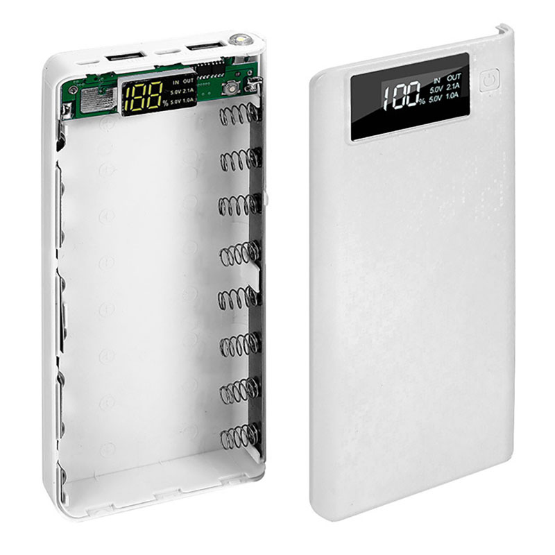 20000 mah diy strömbank fallet 8 x 18650 batteriladdnings förvaringsbox 5v dual usb typ c android mikro usb-gränssnitt för smarta telefoner