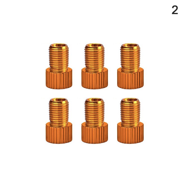 6 Pc Aluminum Bicycle Bike Valve Converter Car Valve Adapter: Orange