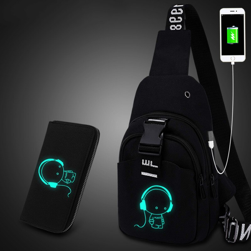 Carregamento crossbody men usb casual estilingue peito saco de viagem à prova dwaterproof água luminosa oxford sacos de ombro mensageiro sacos uma peça: As Picture 1