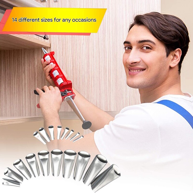 18Pcs Caulk Nozzle Applicator Reusable Caulking Finishing Tool Sealant Caulking Finishing Tool Kit for Kitchen Window