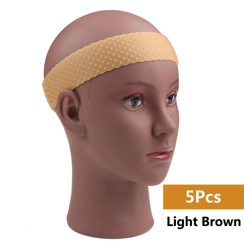 Transparent Silikon Stirnband Non Slip Elastische Weiche Perücke Grip Band Einstellbar Frauen Haar Band für Fix Perücken Silikon Band: 5pc Light Brown
