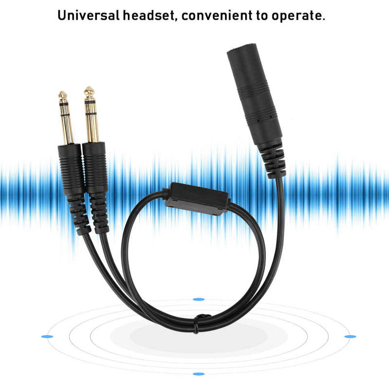 H-GA helicopter headset Universal Aviation Headset Adapter Standard Plug for David Clark for Helicopter U174U to GA dual plug