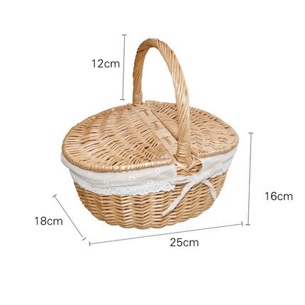 Wicker Picnic Basket Hamper With Lid And Handle, Wicker