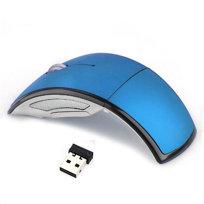 Trådløs mus 2.4g datamaskinmus sammenleggbar reisenotisbok mute mus minimus usb nano-mottaker for bærbar pc stasjonær gamer: Blå