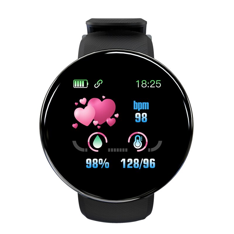 Smartband D18 Okrągły Ekran - Pulsometr, Monitor Snu, Krokomierz, Powiadomienia