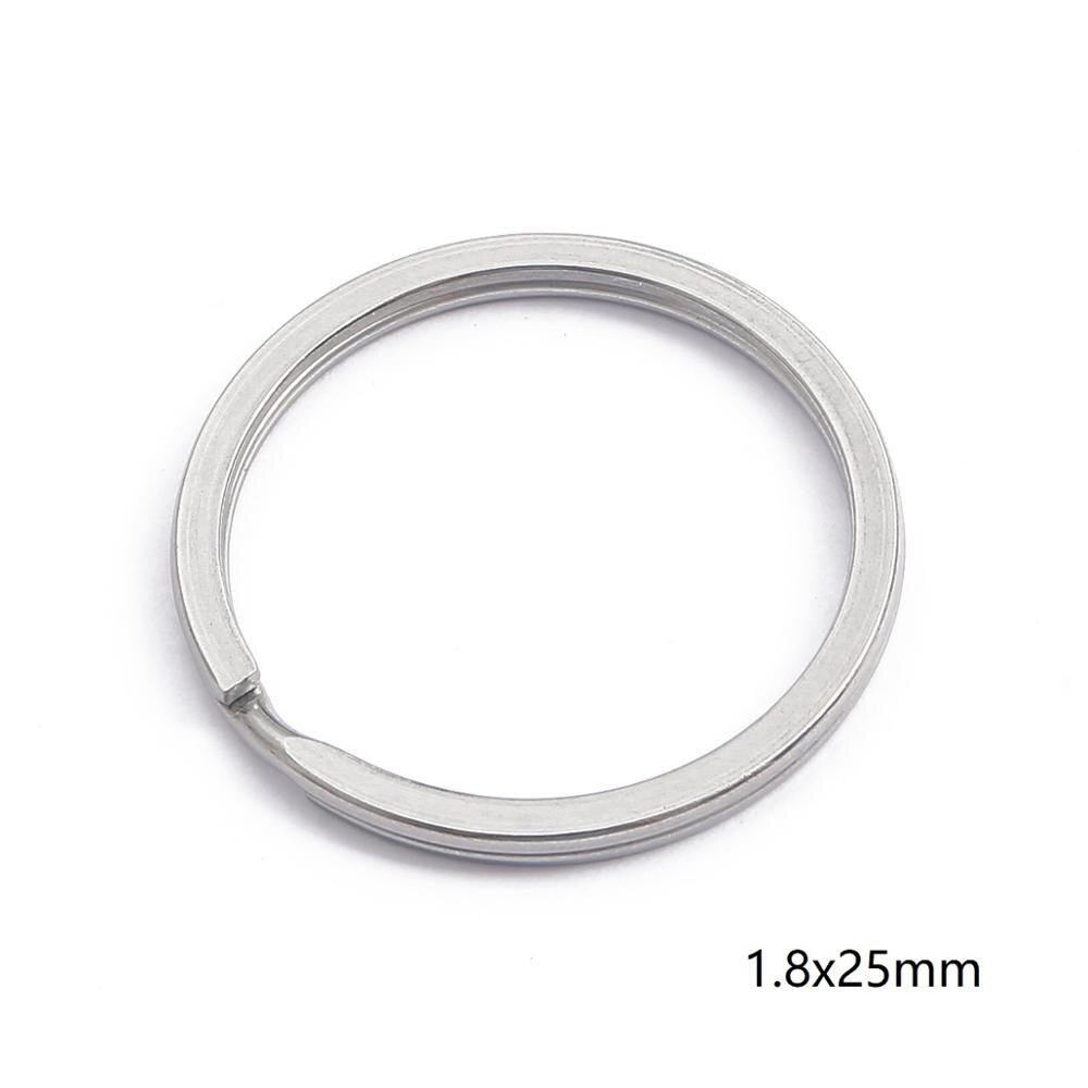 10 teile/los 15mm 25mm 28mm 30mm 32mm 35mm Edelstahl See Schlüssel Ring Schlüssel kette Rhodium Überzogene Flache Teilt Keychain Für Mann: 1.8x25mm