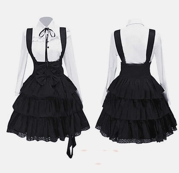 Vestido clásico de Lolita para mujer, ropa retro inspirada, Cosplay, Chica de Anime, negro, manga larga hasta la rodilla,: 4XL
