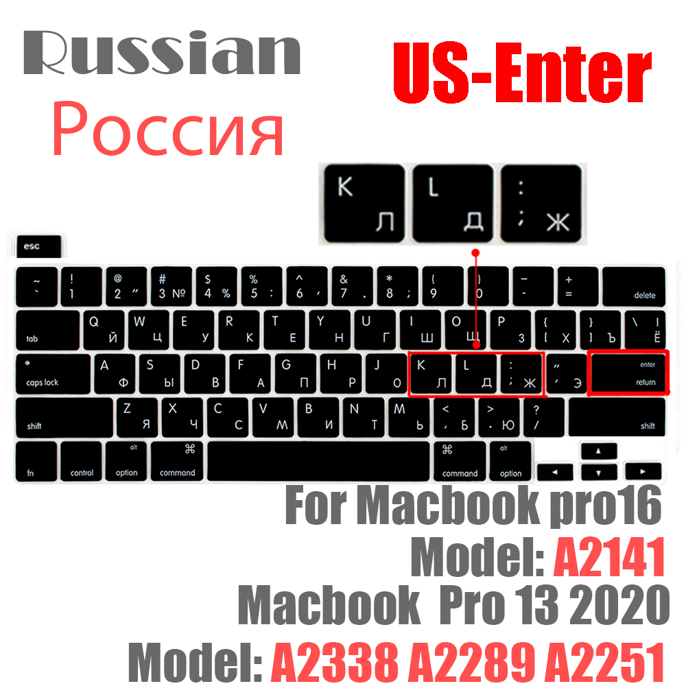 SDYIGOE Laptop Tastatur Schutzhülle für Macbook Pro13 M1 A2338/A2289/A2251 Tastatur Abdeckung für Macbook pro16 a2141 Neue: US Russia