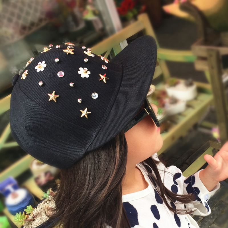 Snapback Hat, Punk Hedgehog Rock Hip Hop Flower Rivet Stud Spike Spiky Hat Cap Baseball Cap for 3-8Yrs Kids