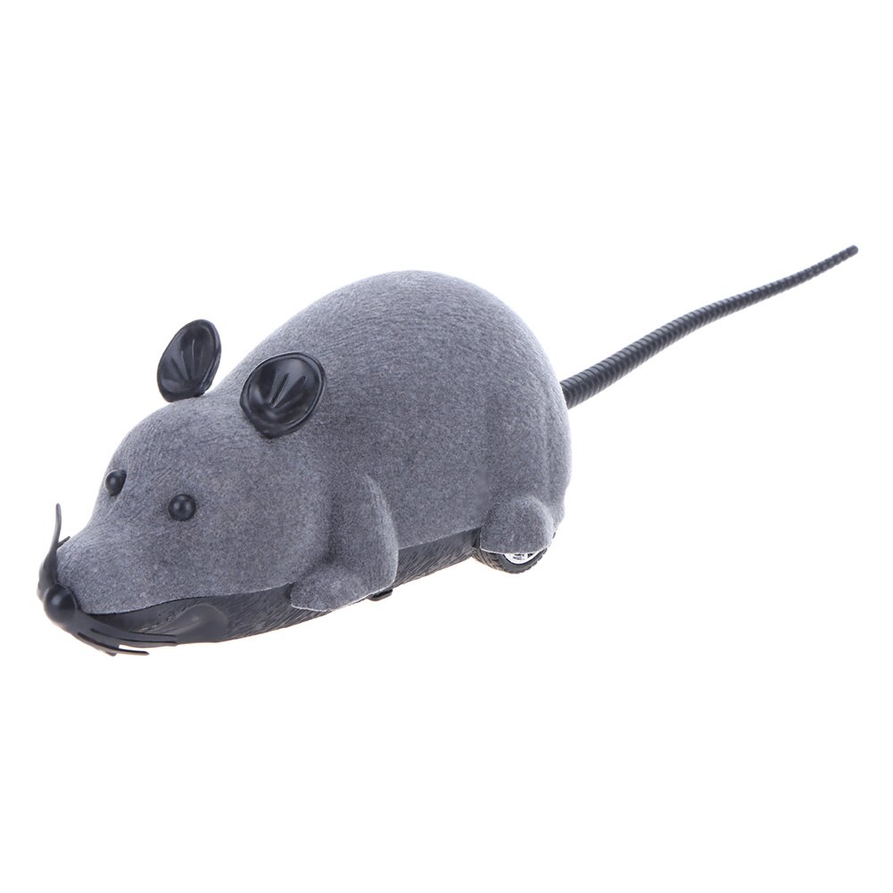 Ratón electrónico a control remoto para gatos y mascotas, juguete interactivo divertido de felpa con control remoto inalámbrico, en 4 colores, para gatitos y Mascotas: Gray Black
