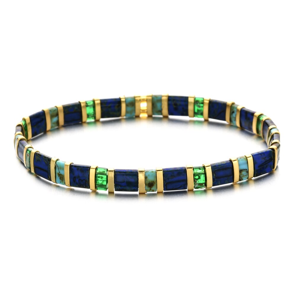 Smzy pulseira feminina com miçangas do arco-íris, artesanal e elástica, com pingentes da amizade, pulseira feminina