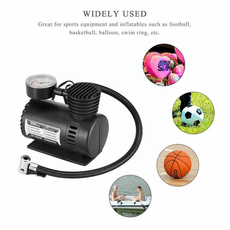 Car 300PSI C300 12V Mini Air Compressor Outdoor Emergency Electric Tire Inflator Pump with Gauge Checking Auto Accessories