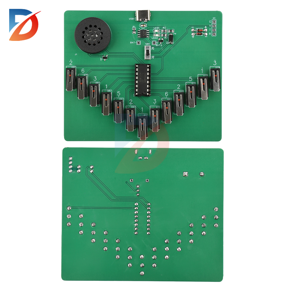 Elektronisches Kalimba-DIY-Bausatz, DC 3–5 V, pentatonisches Instrument, Schweißübungen, lustige Leiterplattenteile Typ C, ohne Batterie