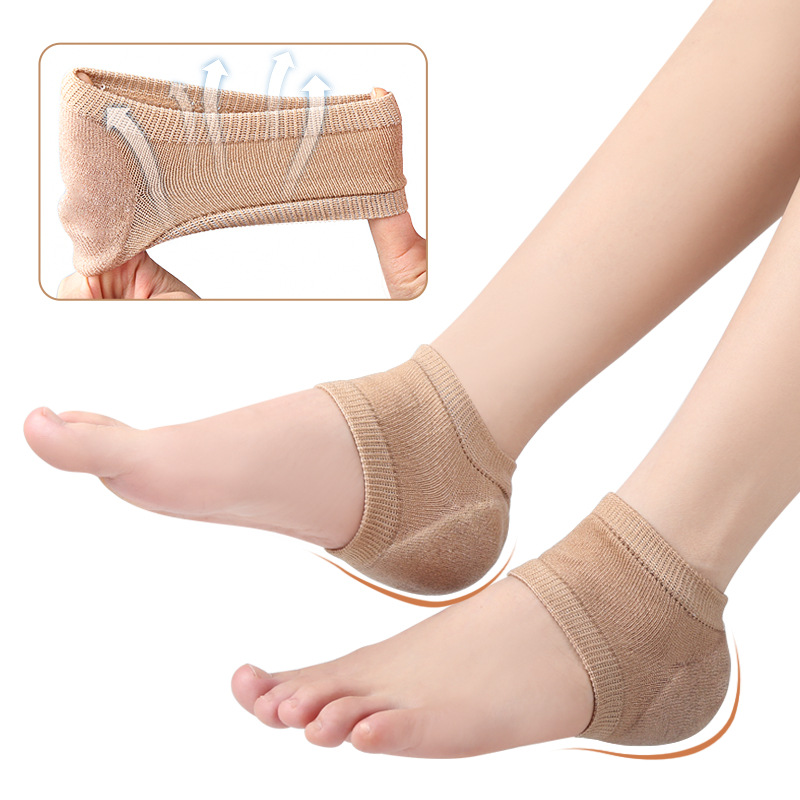 Protector de talón de silicona de Gel, almohadillas para el talón, copas para el talón, soporte para fascitis Plantar, cuidado de los pies, cojín de reparación de la piel, calcetines de medio yarda